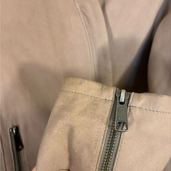 Joie Kellyn Opal Leather Taupe Cream Jacket  Zipper Size M - Picture 15 of 15